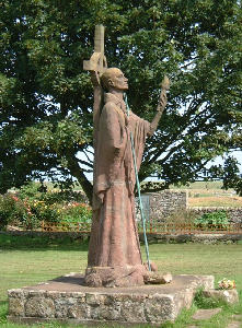 The Statue of St Aidan in Lindisfarne Priory, Scottish Borders